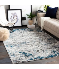 Livabliss Monte Carlo MNC2318 Sky Blue Light Gray Area Rug 5 ft. 3 in. Round