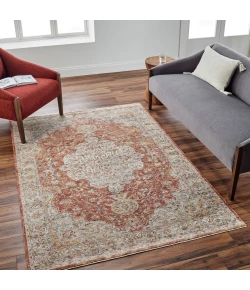 Livabliss Mona Lisa MNI2309 Light Sage Brick Red Area Rug 6 ft. 7 in. Round Round