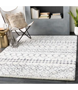 Livabliss Maroc Shag MRS2310 Medium Gray White Area Rug 6 ft. 7 in. Round