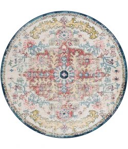 Livabliss Murat MUT2321 Sky Blue Garnet Area Rug 5 ft. 3 in. Round