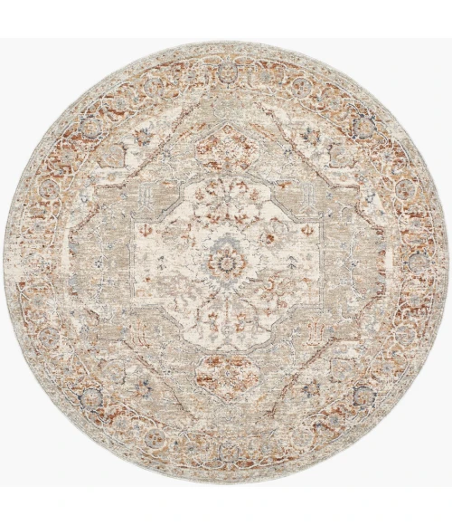 Livabliss Poem Cream PME-2306 6 ft. 7 in. X 6 ft. 7 in. Round Rug