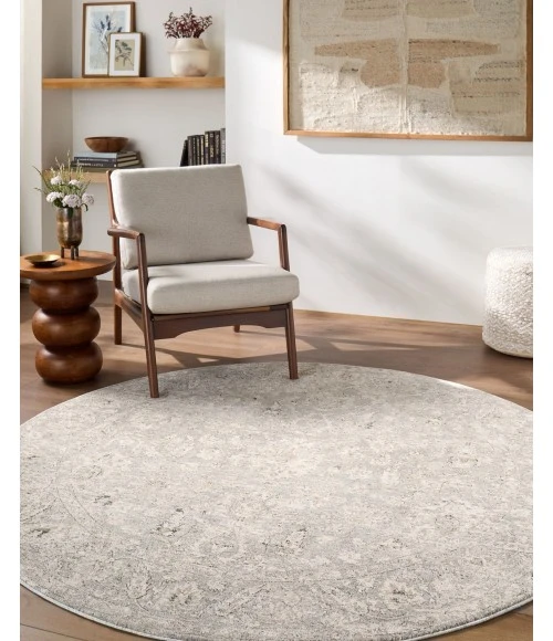 Livabliss Poetry Cream POI-2303 7 ft. 10 in. X 7 ft. 10 in. Round Rug