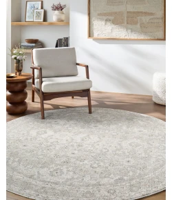 Livabliss Poetry Light Slate POI-2304 5 ft. 3 in. X 5 ft. 3 in. Round Rug