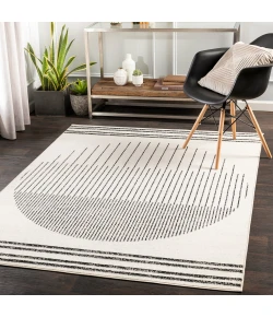 Livabliss Pisa PSS2315 Black Off-White Area Rug 6 ft. 7 in. Round
