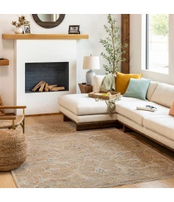 Livabliss Reina REN2300 Light Brown Tan Area Rug 6 ft. 7 in. Round