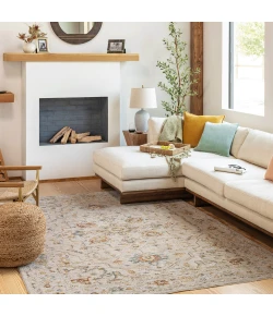 Livabliss Reina REN2303 Light Gray Medium Gray Area Rug 5 ft. 3 in. Round