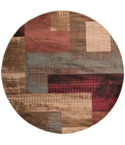 Livabliss Riley RLY5004 Dark Red Dark Brown Area Rug 7 ft. 10 in. Round
