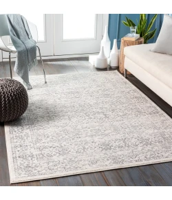Livabliss Roma ROM2300 White Medium Gray Area Rug 5 ft. 3 in. X 7 ft. 1 in. Rectangle