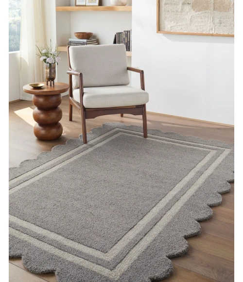 Livabliss Scalloped Slate Gray SCP-2304 5 ft. X 7 ft. 6 in. Rect. Rug