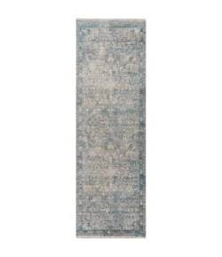 Surya Solar SOR2314 Medium Gray Aqua Area Rug 3 ft. X 9 ft. 10 in. Runner