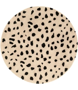 Livabliss Stella STLA2443 Khaki Black Area Rug 6 ft. Round