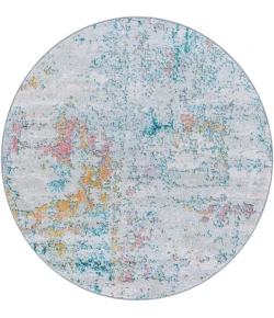 Livabliss Sunderland SUN2334 Teal Dusty Coral Area Rug 5 ft. 3 in. Round