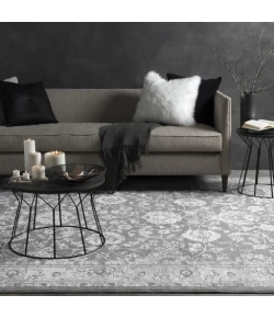 Livabliss Tibetan TBT2309 Medium Gray Ivory Area Rug 5 ft. 3 in. Round