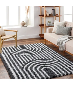 Livabliss Urban Shag USG2318 Black White Area Rug 5 ft. 3 in. X 7 ft. 3 in. Rectangle