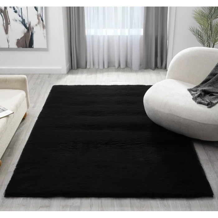 United Weavers Lavish Solid Black 150 25170 58 5ft. 3in. x 7ft. 2in. Rect. Rug