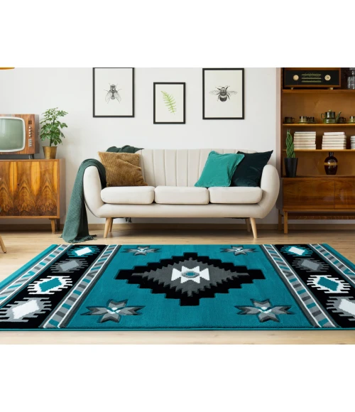 United Weavers Bristol Turquoise 2050-10469 2 ft. 7 in. X 7 ft. 4 in. Rectangle Rug