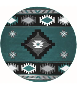United Weavers Bristol Turquoise 2050-10469 7 ft. 10 in. Round Round Rug
