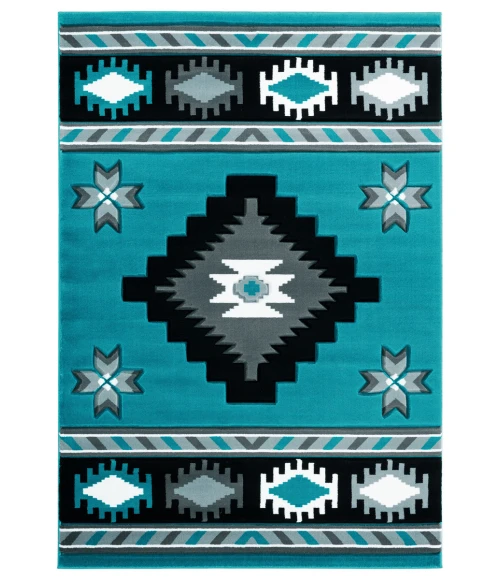 United Weavers Bristol Turquoise 2050-10469 2 ft. 7 in. X 7 ft. 4 in. Rectangle Rug