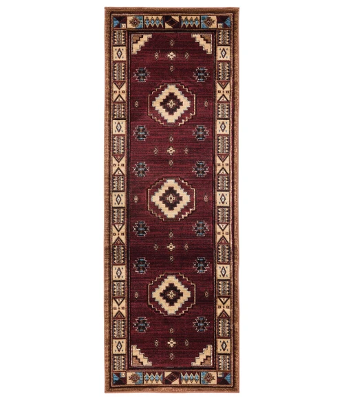 United Weavers Cottage Burgundy 2055-40334 2 ft. 7 in. X 7 ft. 4 in. Rectangle Rug