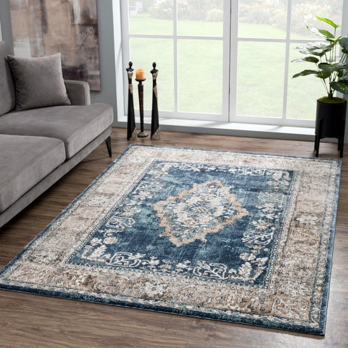 United Weavers Portsmouth Blue 3110-40160 5 ft. 3 in. X 7 ft. 2 in. Rectangle Rug
