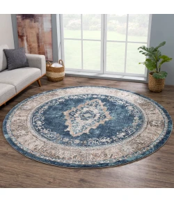 United Weavers Portsmouth Blue 3110-40160 7 ft. 11 in. X 7 ft. 11 in. Round Rug
