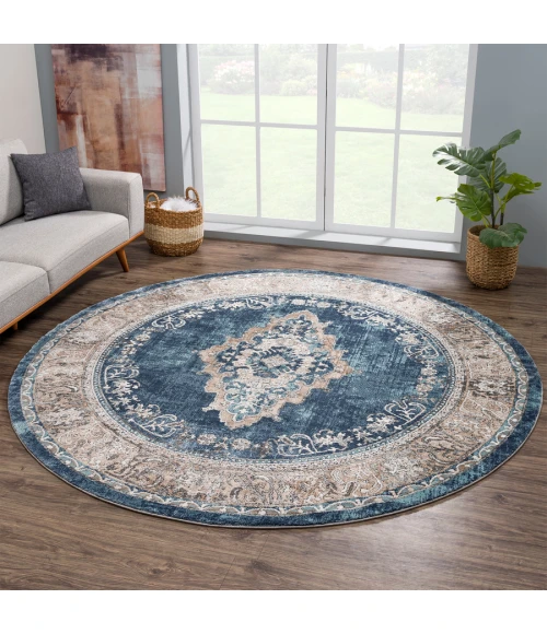 United Weavers Portsmouth Blue 3110-40160 7 ft. 11 in. X 7 ft. 11 in. Round Rug