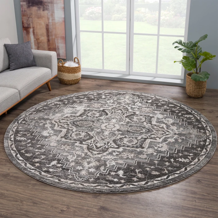 United Weavers Portsmouth Grey 3110-40472 7 ft. 11 in. X 7 ft. 11 in. Round Rug
