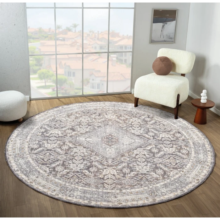 United Weavers Armada  Grey 4545-21050 7 ft. 11 in. X 7 ft. 11 in. Round Rug