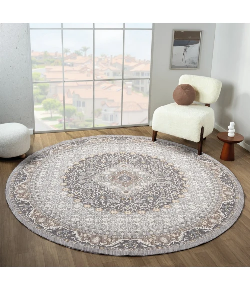United Weavers Armada  Grey 4545-21350 7 ft. 11 in. X 7 ft. 11 in. Round Rug