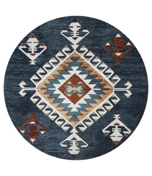 United Weavers Stratton Navy 675-71064 7 ft. 11 in. X 7 ft. 11 in. Round Rug