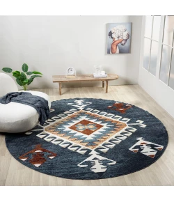United Weavers Stratton Navy 675-71064 7 ft. 11 in. X 7 ft. 11 in. Round Rug