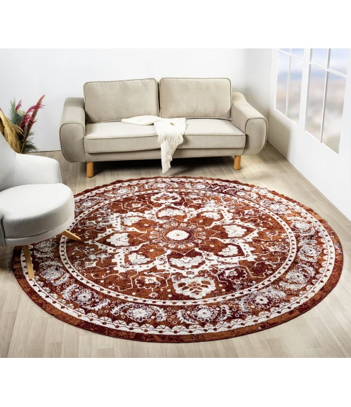 United Weavers Stratton Burgundy 675-71134 7 ft. 11 in. X 7 ft. 11 in. Round Rug