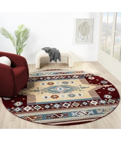 United Weavers Stratton Burgundy 675-71334 7 ft. 11 in. X 7 ft. 11 in. Round Rug