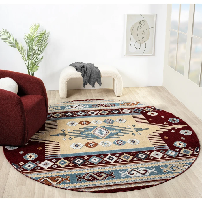 United Weavers Stratton Burgundy 675-71334 7 ft. 11 in. X 7 ft. 11 in. Round Rug