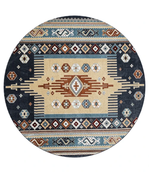 United Weavers Stratton Navy 675-71364 7 ft. 11 in. X 7 ft. 11 in. Round Rug