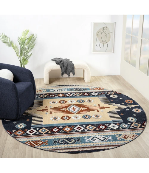 United Weavers Stratton Navy 675-71364 7 ft. 11 in. X 7 ft. 11 in. Round Rug