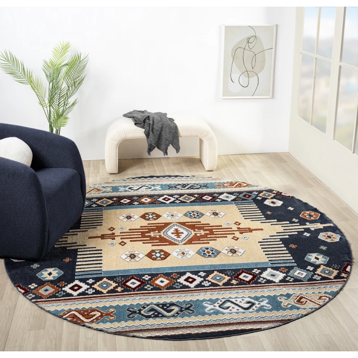 United Weavers Stratton Navy 675-71364 7 ft. 11 in. X 7 ft. 11 in. Round Rug