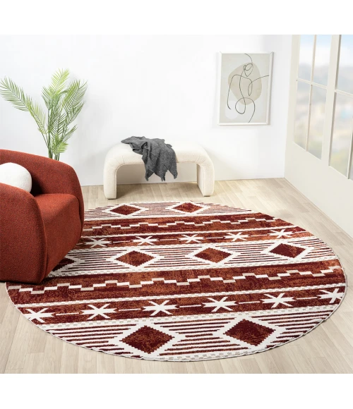United Weavers Stratton Burgundy 675-71534 7 ft. 11 in. X 7 ft. 11 in. Round Rug