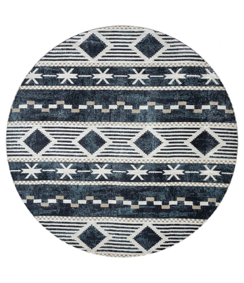 United Weavers Stratton Navy 675-71564 7 ft. 11 in. X 7 ft. 11 in. Round Rug
