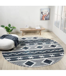 United Weavers Stratton Navy 675-71564 7 ft. 11 in. X 7 ft. 11 in. Round Rug