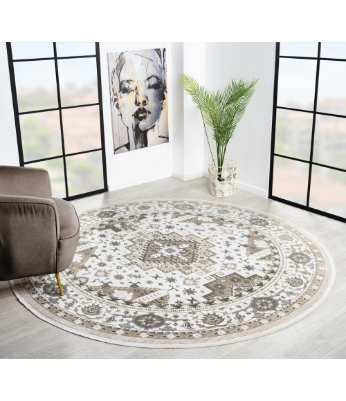 United Weavers Hudson Cream 680-50190 7 ft. 11 in. X 7 ft. 11 in. Round Rug
