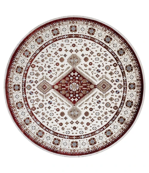 United Weavers Hudson Burgundy 680-50234 7 ft. 11 in. X 7 ft. 11 in. Round Rug