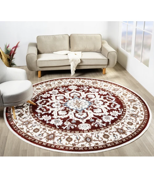 United Weavers Hudson Burgundy 680-50334 7 ft. 11 in. X 7 ft. 11 in. Round Rug