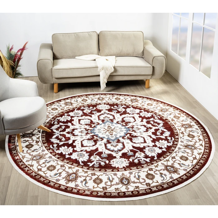 United Weavers Hudson Burgundy 680-50334 7 ft. 11 in. X 7 ft. 11 in. Round Rug
