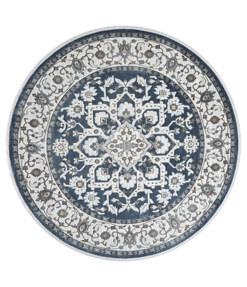 United Weavers Hudson Blue 680-50360 7 ft. 11 in. X 7 ft. 11 in. Round Rug