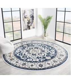 United Weavers Hudson Blue 680-50360 7 ft. 11 in. X 7 ft. 11 in. Round Rug