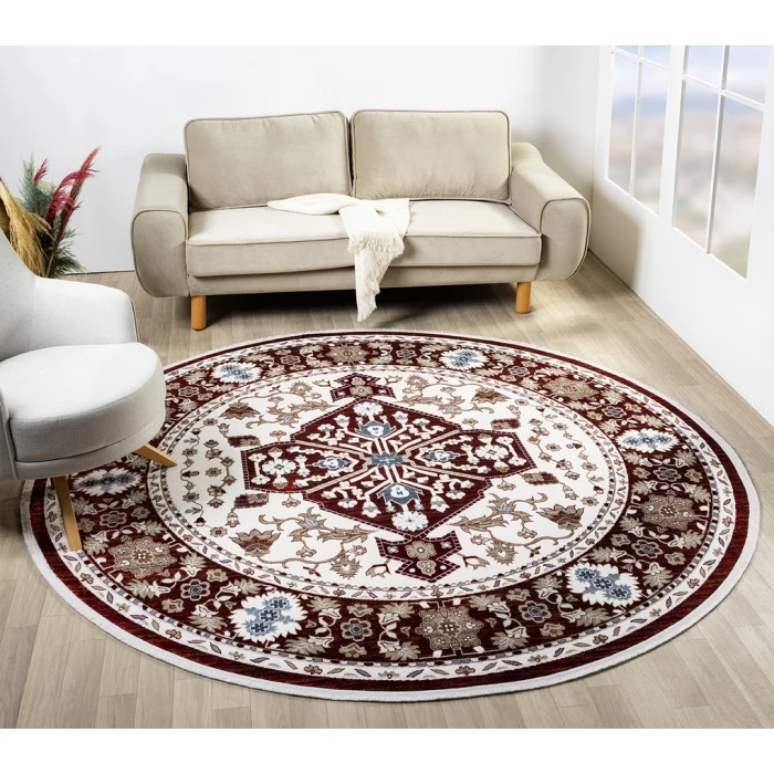 United Weavers Hudson Burgundy 680-50434 7 ft. 11 in. X 7 ft. 11 in. Round Rug