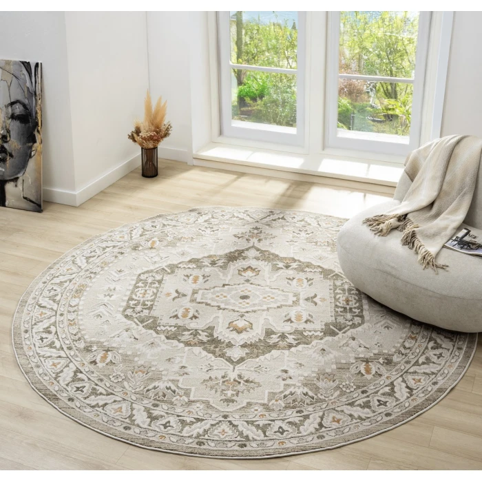 United Weavers Lexington Beige 720 95008 88R 7ft. 11in. x 7ft. 11in. Round Rug