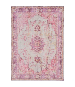 Livabliss Antioch AIC2305 Bright Pink Light Gray Area Rug 6 ft. 7 in. X 8 ft. 10 in. Rectangle