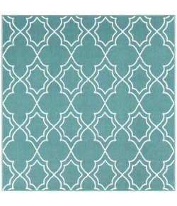 Livabliss Alfresco ALF9653 Teal White Area Rug 8 ft. 10 in. Square